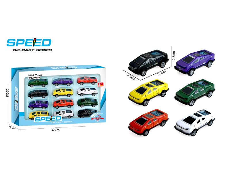 Pull Back Iron Tesla Sports Cars 12pcs