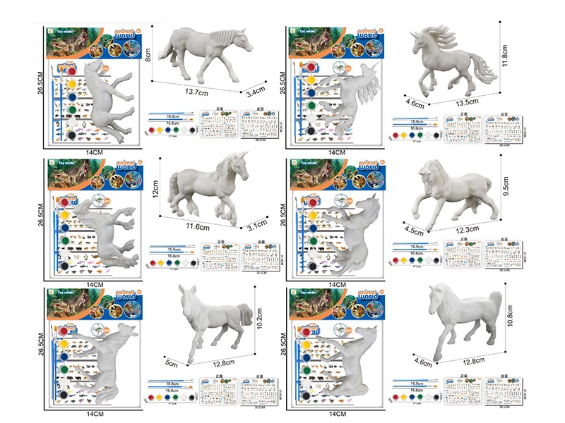DIY Color Drawing 1pcs 8" Horse/Unicorn Toy