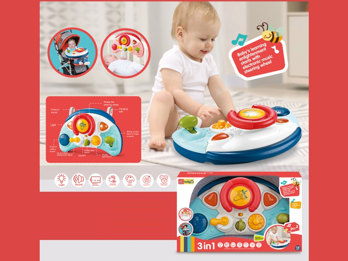 Three-In-One Baby Hanging Crib Fence, Baby Stroller (Light, Music) Blue