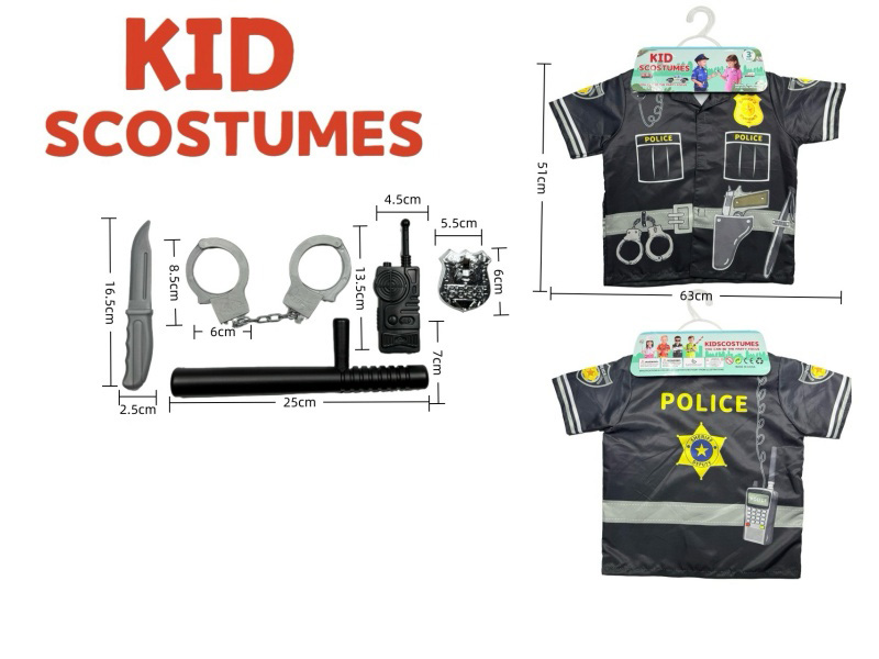 Diy Costume Role-Playing Police Officer + 5-Piece Set (Thickened) Black