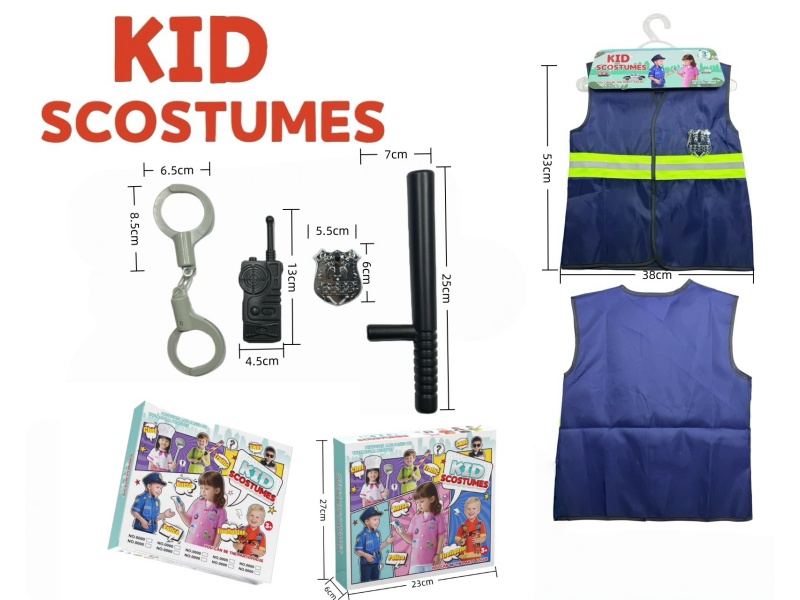 Diy Clothing Role-Playing Police Reflective Vest + 4-Piece Set (Thickened Style) (Color Box Style) Deep Blue