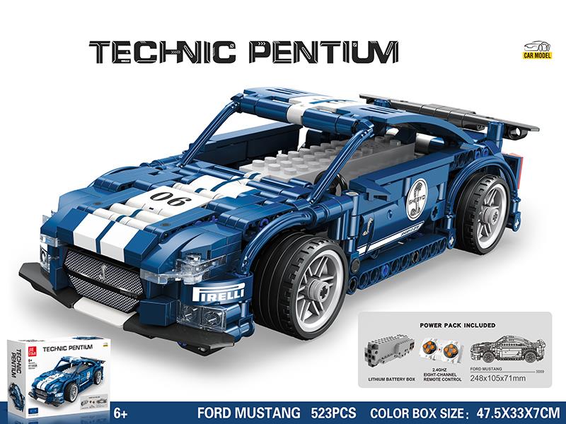 2.4G 4-Channel Remote Control Ford Mustang Shelby Model Building Blocks(2WD)523pcs