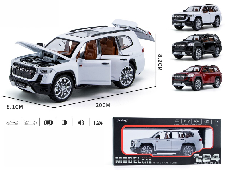 1:24 Land Cruiser GT Streetcar Version Pull Back Alloy Six-Door Car Model With Sound And Light