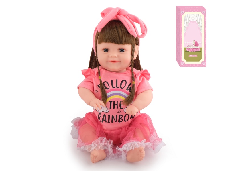 50cm Soft Plastic Reborn Doll(Wig Sheath)With Feeding-Bottle, Magnetic Pacifier, Diaper, Birth Card
