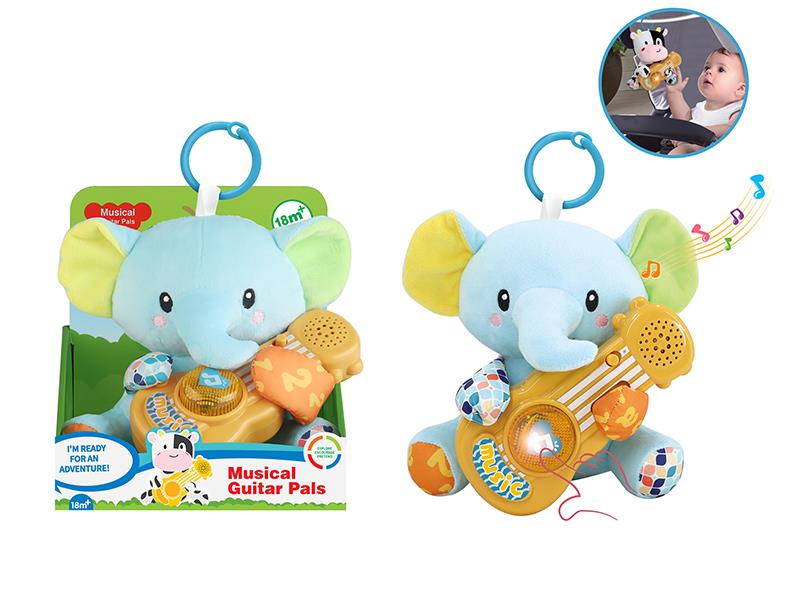 Plush Guitar Elephant Soothing Toy With Light And Music