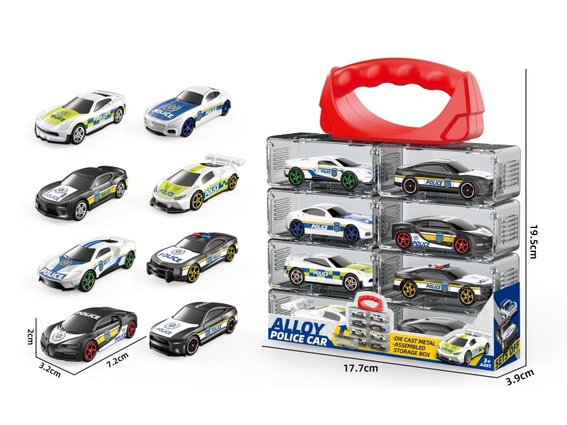 1:64 Sliding Alloy Police Car (8 Pieces)