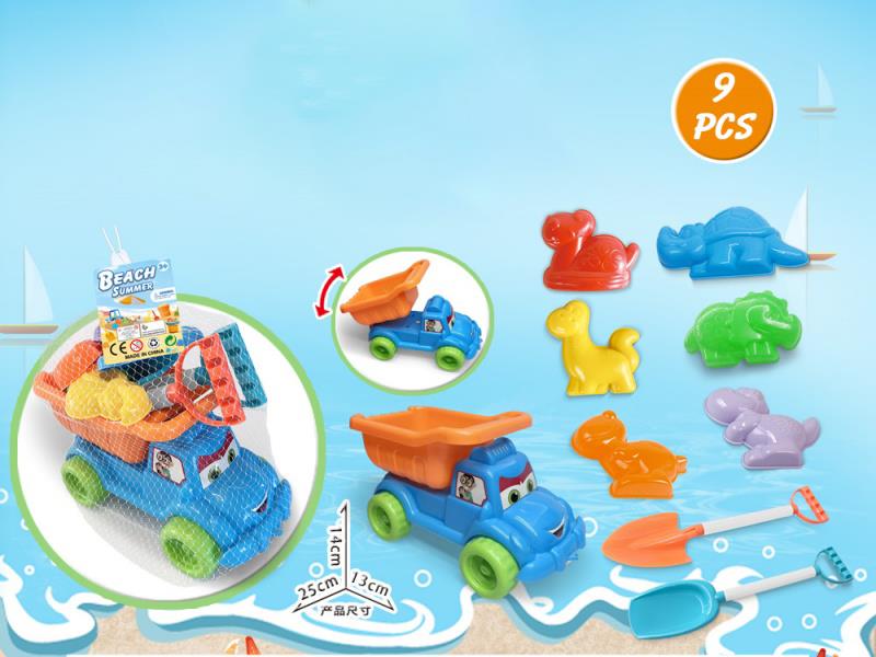 Large Truck With Dinosaur Beach Accessories (9 Pieces)