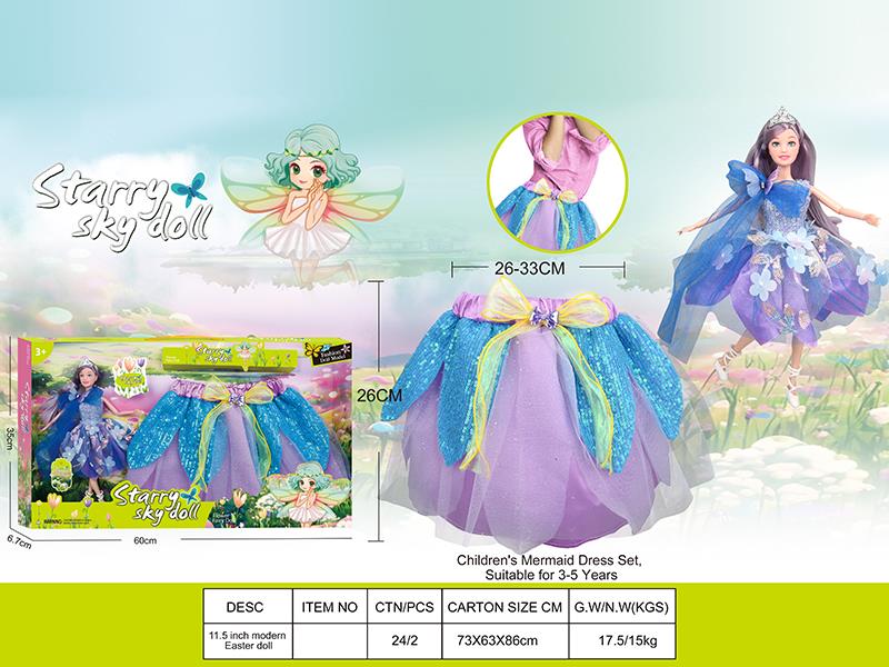 11.5 Inch 11-Joints Flower Fairy Doll With Children's Skirt
