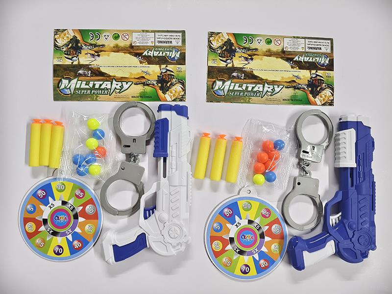 EVA Bullet & Ping Pong Ball Gun With Handcuffs, Target