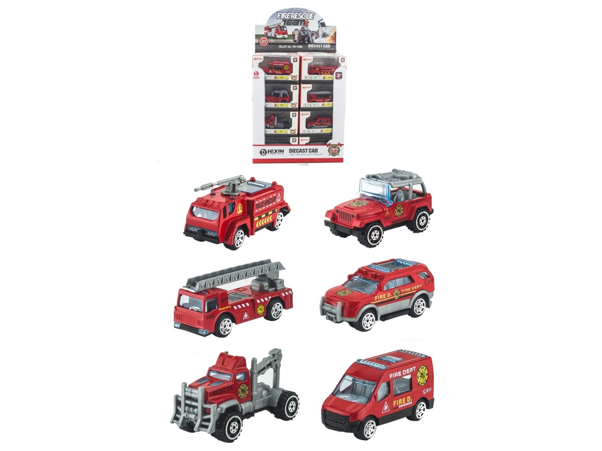 Alloy Sliding Fire Truck 24Pcs