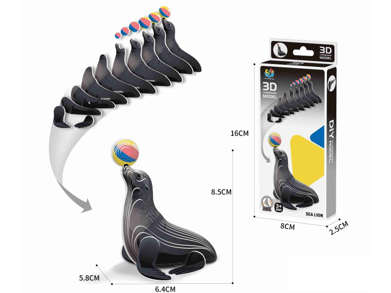 3D Animal Solid Puzzle - Sea Lion Components 40 PCS