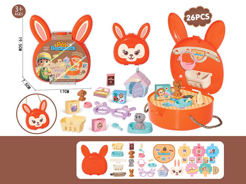 Rabbit Pet Backpack Play House Toys 26pcs