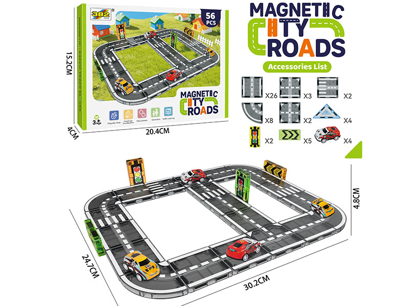 Magnetic City Roads Building Blocks 56pcs