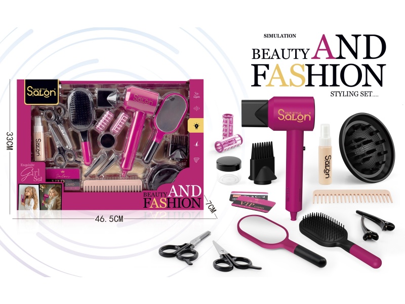 Diy House Play Accessories Simulation Salon Hair Care Tools Electric Hair Dryer Set 17 Pcs