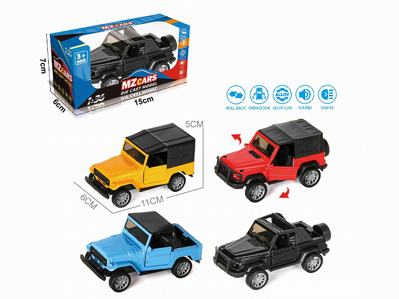 1:36 Pull Back Alloy Open Door Off-Road Vehicle(With Sound And Lights)