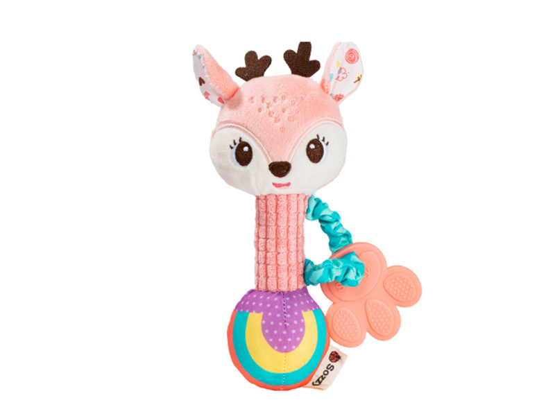 Plush Animal Hand Rattles - Pink Deer