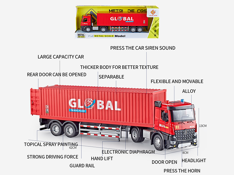 Extended Version Multifunctional Friction Alloy Container Car Model