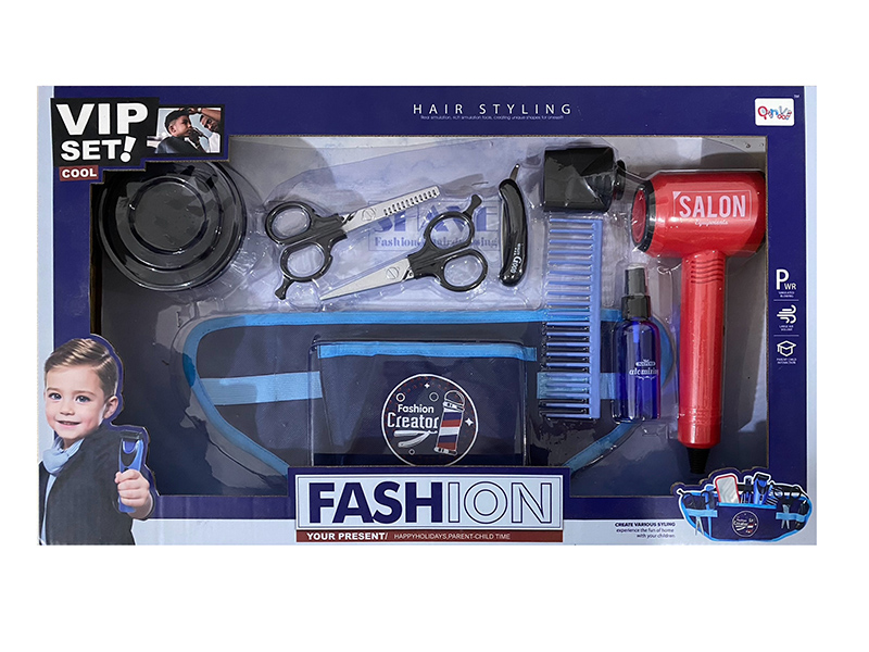 Simulation Beauty Salon Hair Dryer Hair Clipper Tool Belt Pouch Set 9pcs