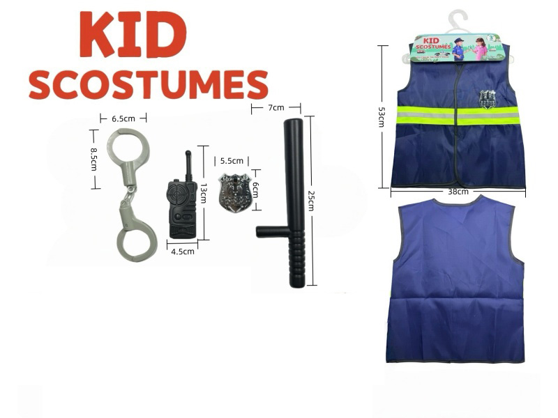 Diy Clothing Role-Playing Police Reflective Vest + 4-Piece Set (Thickened Style) Deep Blue
