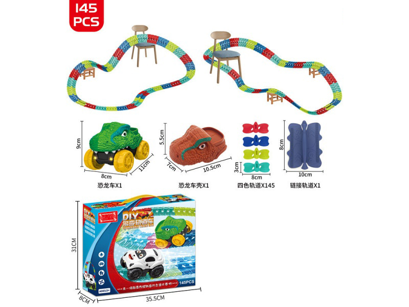 DIY Track Car 145PCS -Dinosaur Car