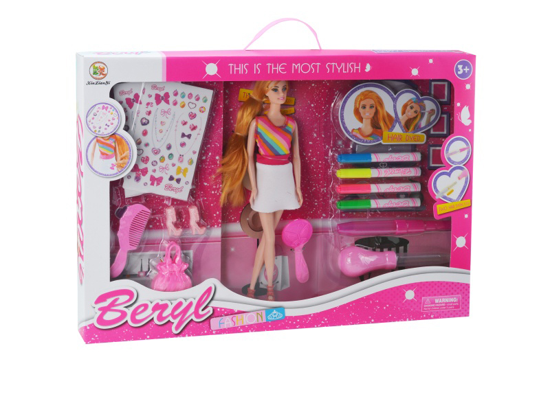 11.5-Inch Belle Real Body Doll Diy Hair Spray And Dye Set