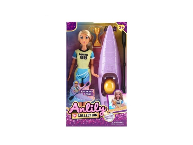 11.5-Inch Solid Body Doll Rowing Boat (Brown Skin)