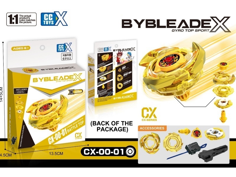 Beybladex Cx-01 Main Character 1:1 Electroplated Gold Spray + Large Launcher + Handle