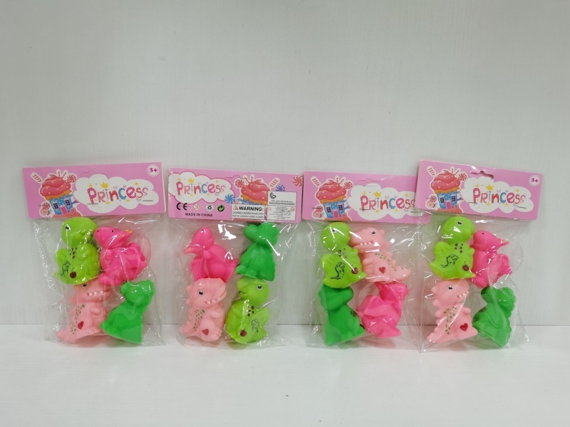 3.5-Inch Rubber-Lined Small Dinosaur (4 Pieces)