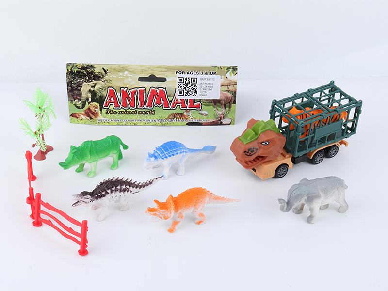 Pull Back Dinosaur Truck With Animal, Dinosaur Set