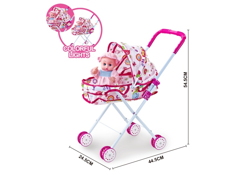 A Colorful Light Iron Trolley With A 12-Inch Empty Music Doll