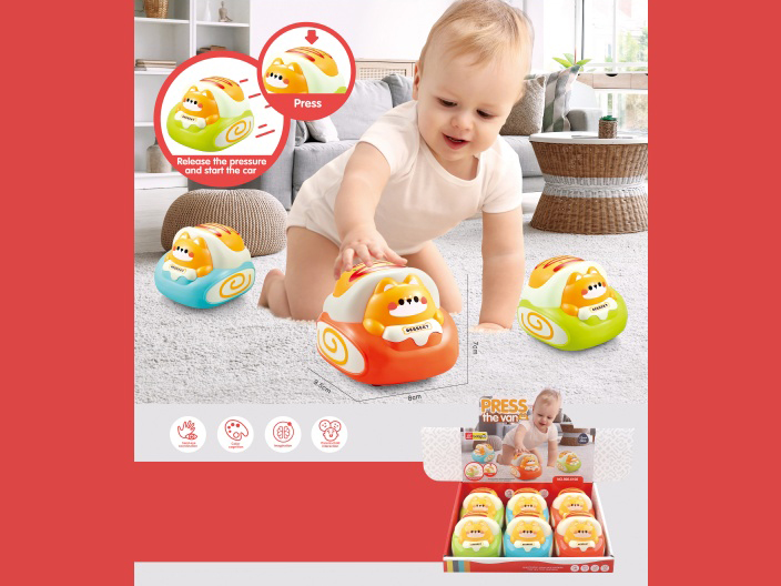 Baby, Infant And Toddler Press-Type Cartoon Van, Baby Intelligence Enlightenment Toy, Smart Capture Toy For Developing Baby Brainpower, Press To Run, Parent-Child Interaction (Three-Color Mixed Packag