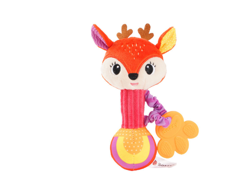 Plush Animal Hand Rattles - Elk