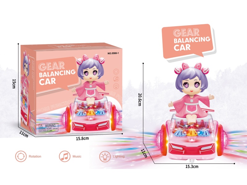Electric Transparent Gear Balance Car With Apron Girl (With Lights And Music)
