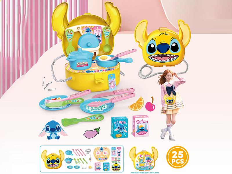 Stitch Kitchen Single Shoulder Bag Play House Toy 25pcs