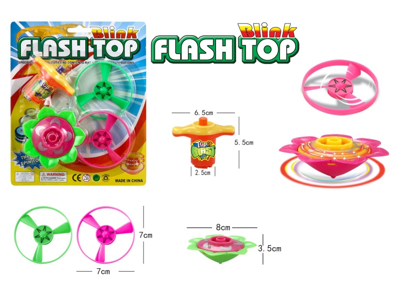 Windup Top Toy With Light Plus Spin Combination