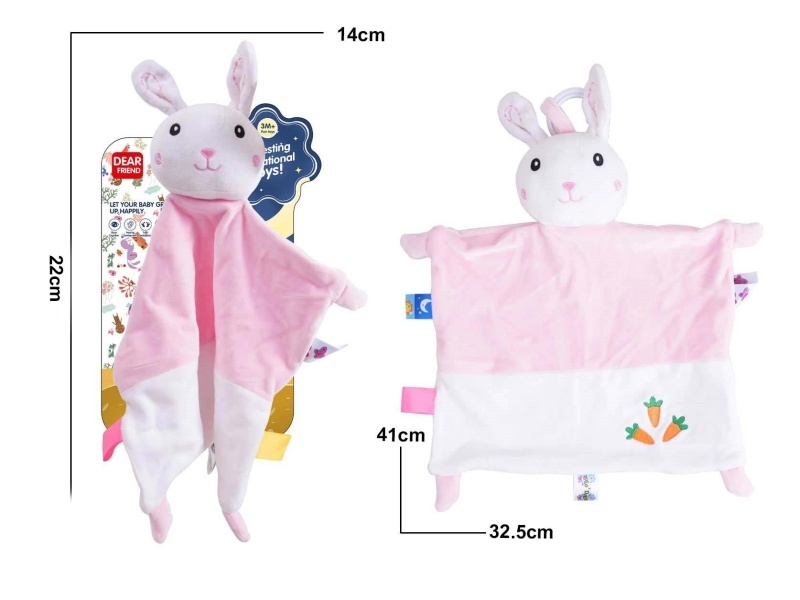 Colorful Animal-Themed Skin-Friendly Soothing Towel Plush Toy - Pink Rabbit