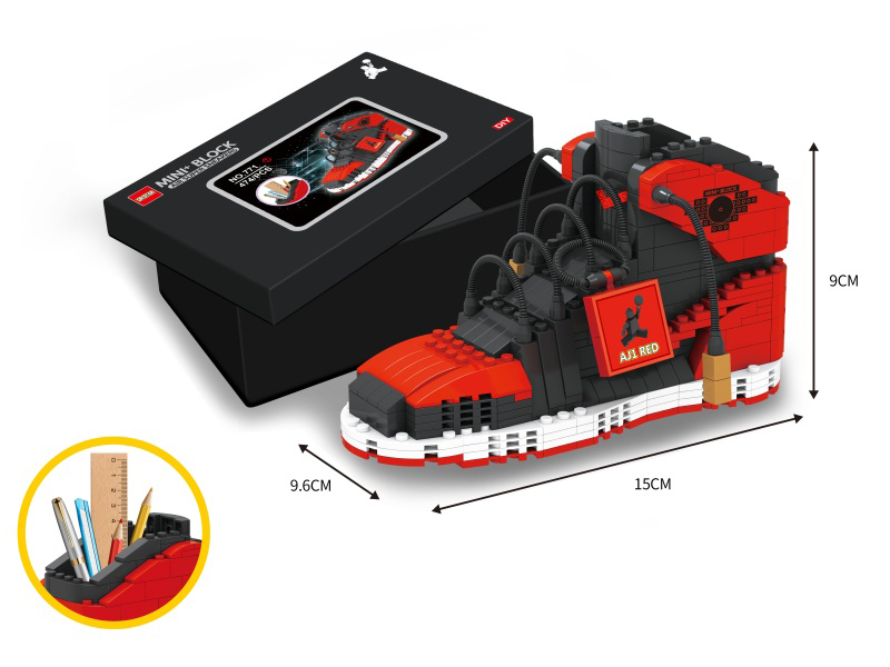 Mini Building Blocks Red AJ1 Sneakers Pen Holder 474pcs
