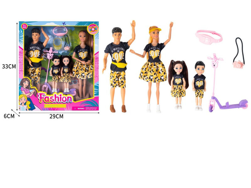 11.5-Inch 11-Joint Heavy Body + 5-Inch Little Kelly, A Family Of Four With A Large Waist Bag, A Scooter, A Sun Hat, A Camera, And A Waist Bag Blister Set