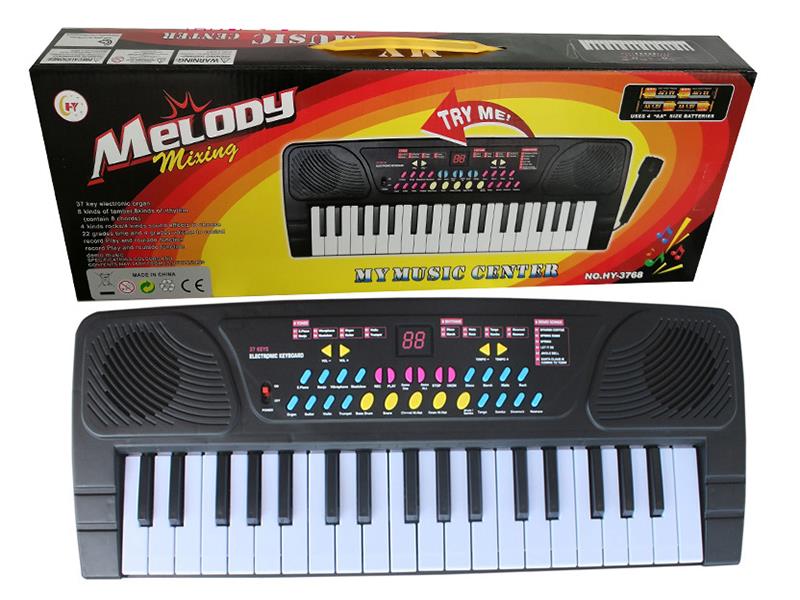 37 Keys Single Speaker Electronic Organ(Black, With Microphone)