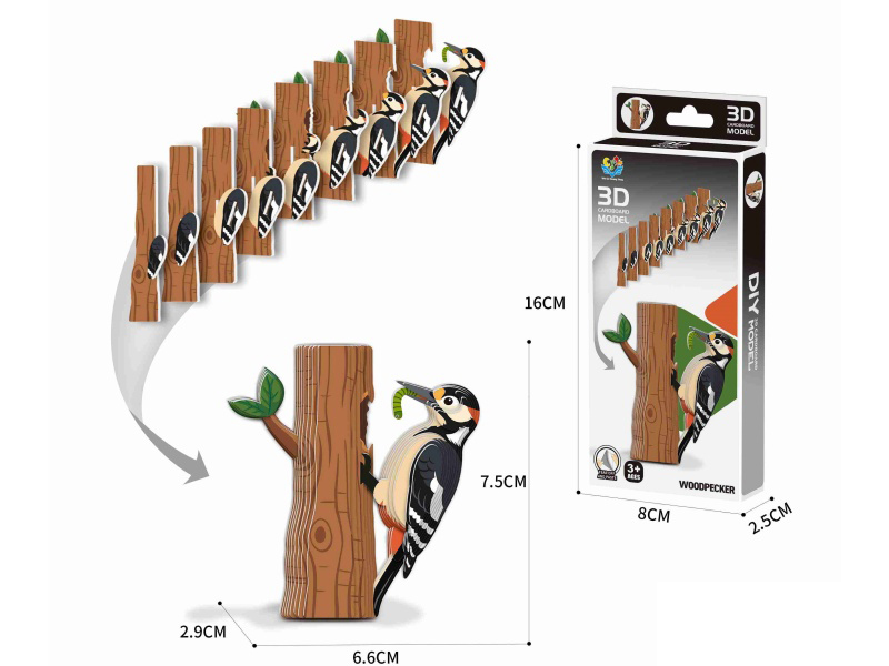 3D Animal Solid Puzzle - Woodpecker Components 32 PCS
