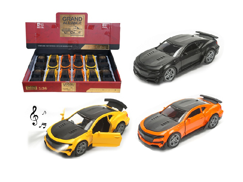 1:36 Huili Alloy Car Model - Chevrolet Bumblebee With Light And Music In A Three-Color Mixed Outfit