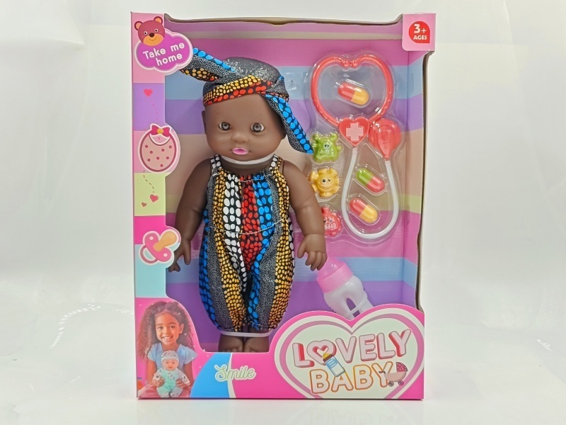 Vinyl black doll, newborn doll, 14-inch doll, simulation doll