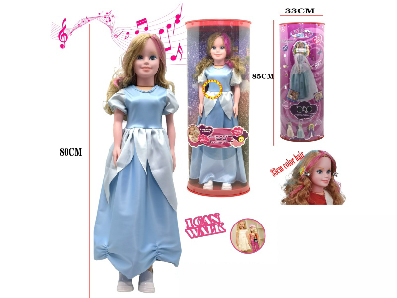 80cm Walking Princess Doll With Music(2xAG3 Batteries)