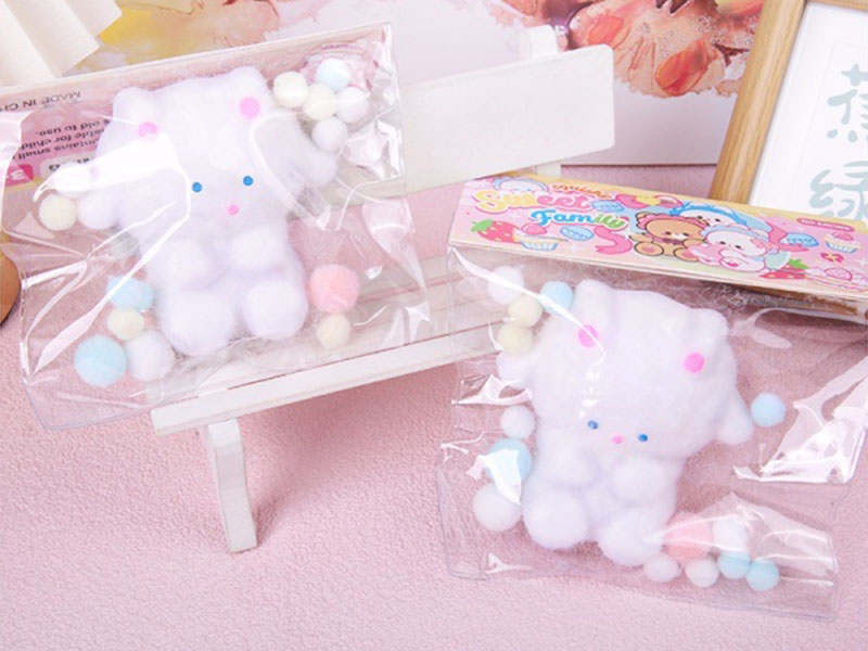 Jelly Kneading Fun White Painted Little Lamb Flocking Powder + Pom-Pilling + Snap