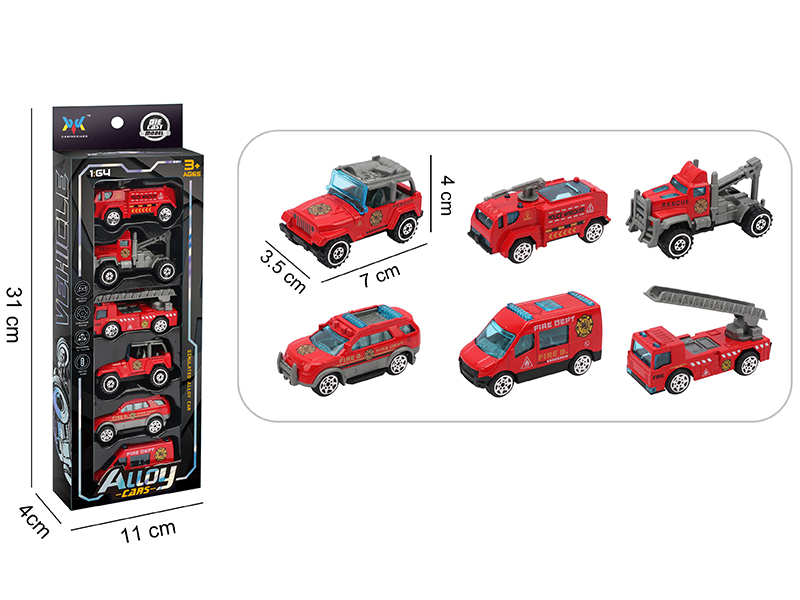 1:64 Alloy Slide Cars 6pcs
