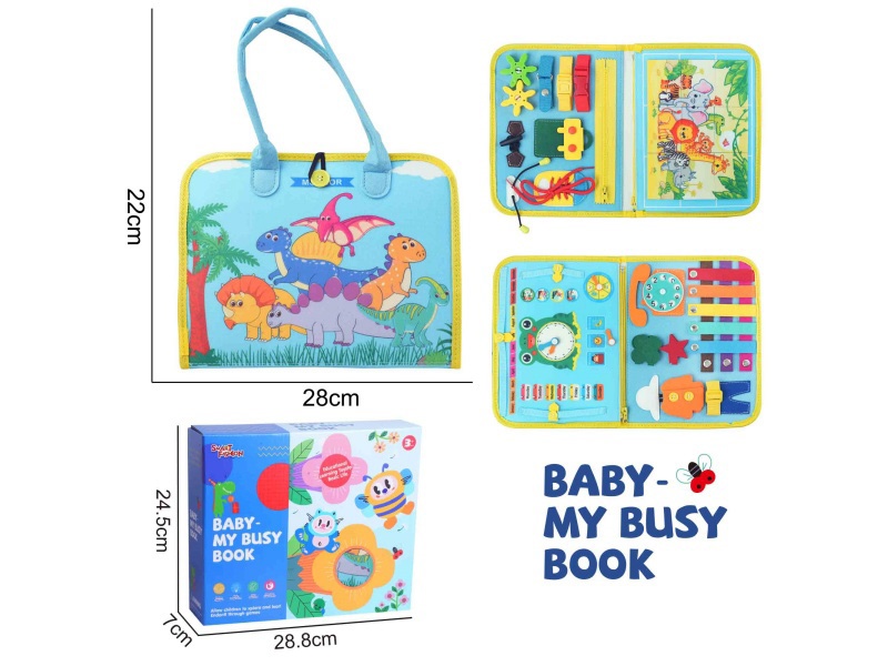 Montessori Early Childhood Education And Intelligence - Felt 3-Page Dinosaur Busy Edition