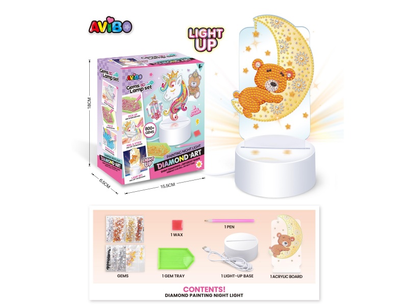 Diamond Painting Little Bear Moon LED Night Light