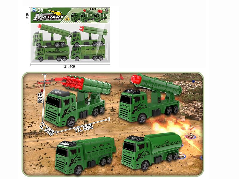 Pull Back Military Trucks 4pcs