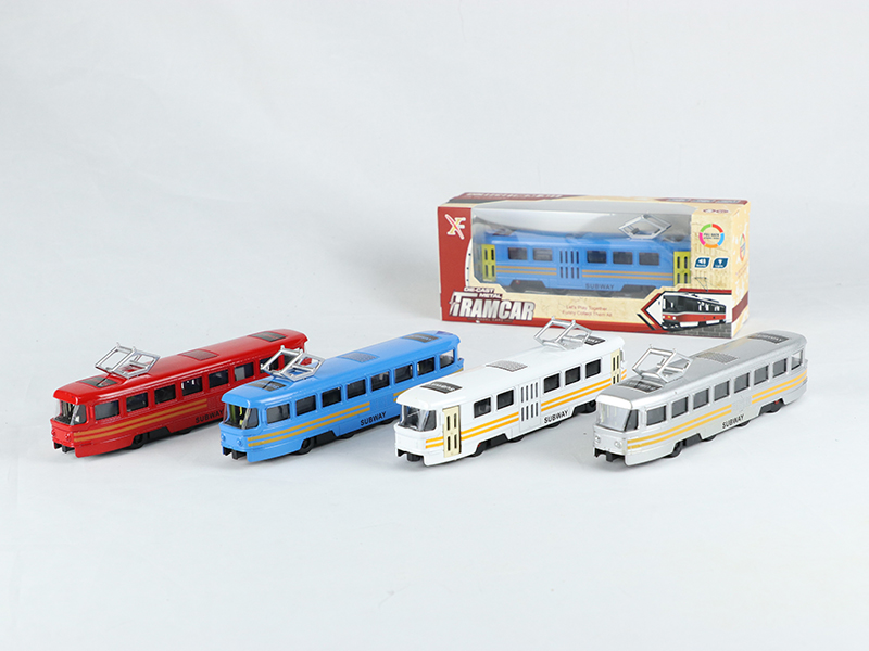 1:90 Pull Back Alloy Tram Car With Sound And Lights, 2 Doors Can Open