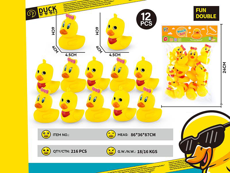 Vinyl Duck Toys With BB Whistle 12pcs